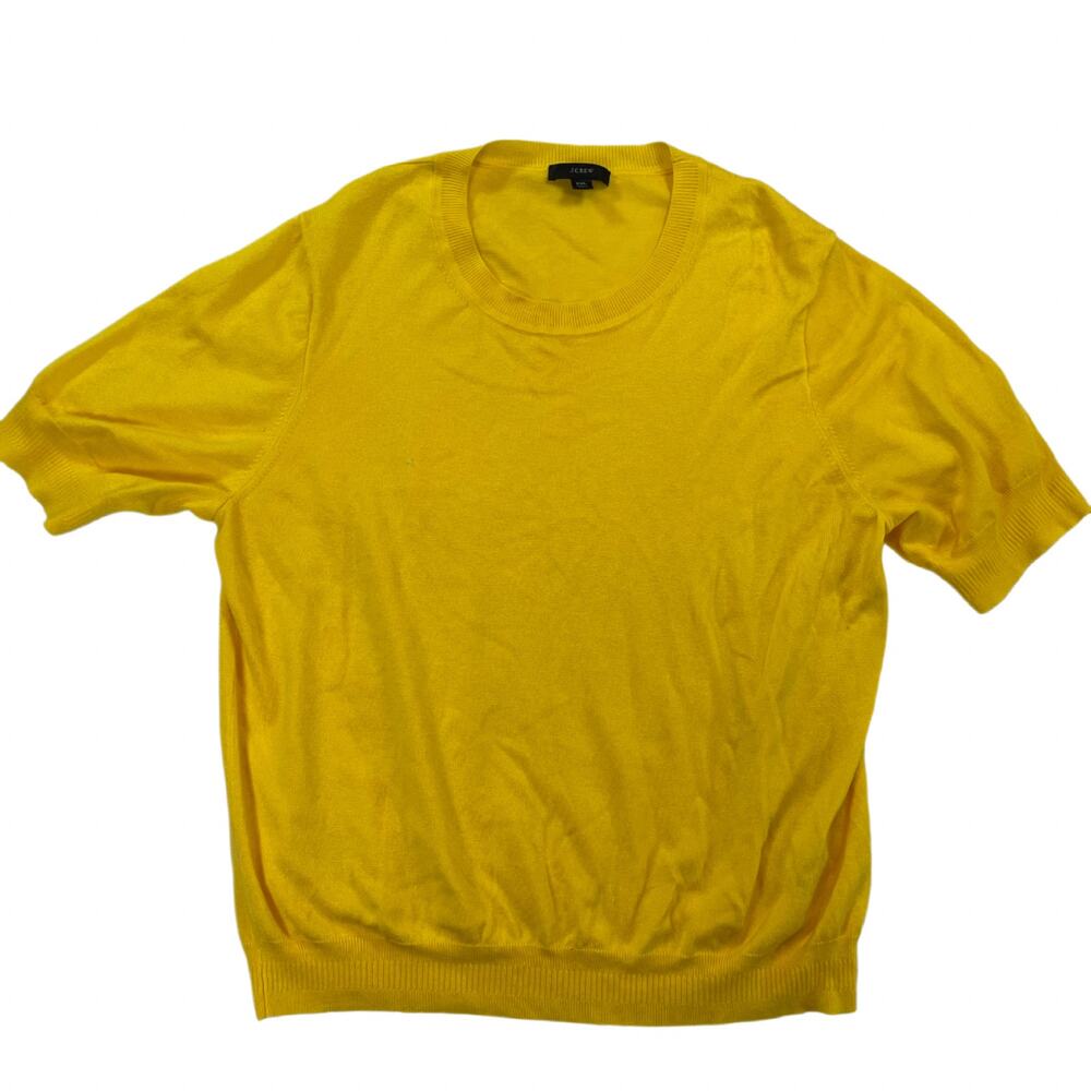 J.Crew Re-Imagined Short Sleeve Lyocell-Silk Crewneck Sweater Yellow XXL Women